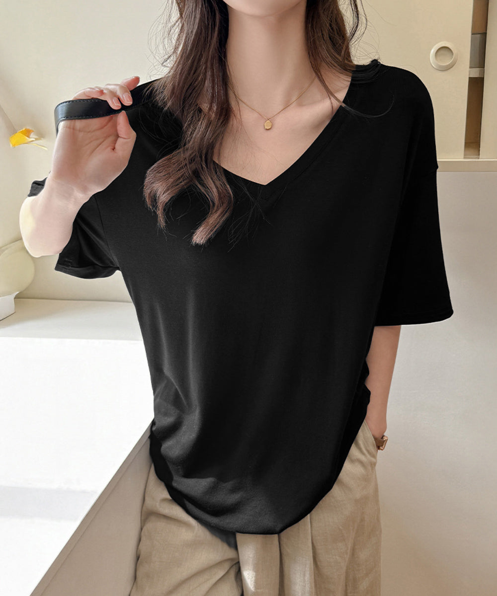 ビッグtシャツレディース無地半袖Tシャツ ブラック