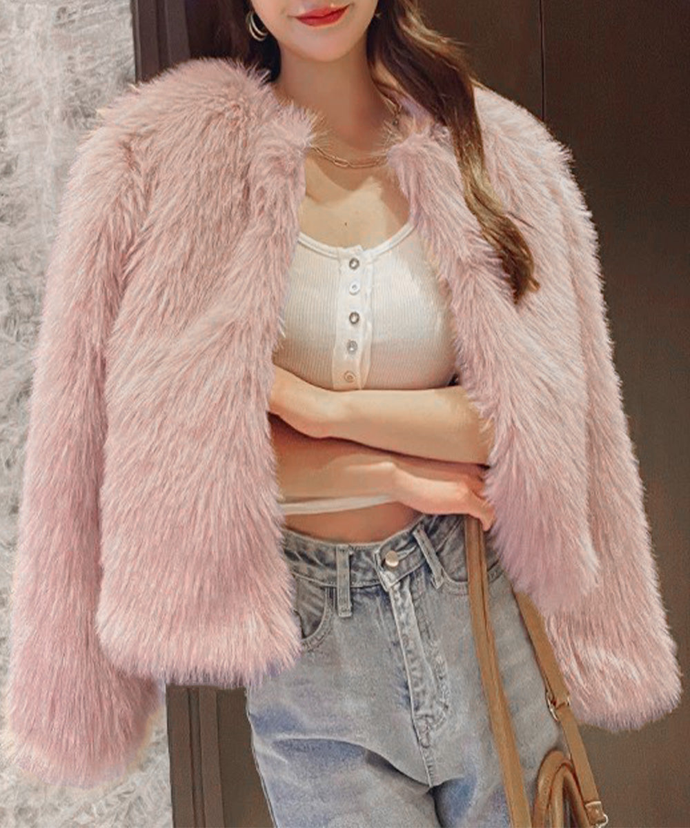 エコファーコート ファージャケット 冬服 レディース もこもこ フェイクファーアウター 高見え 暖かい 中綿入りコート ショート丈羽織り ふわふわ 秋冬韓国 上品 83FYMEI-001
