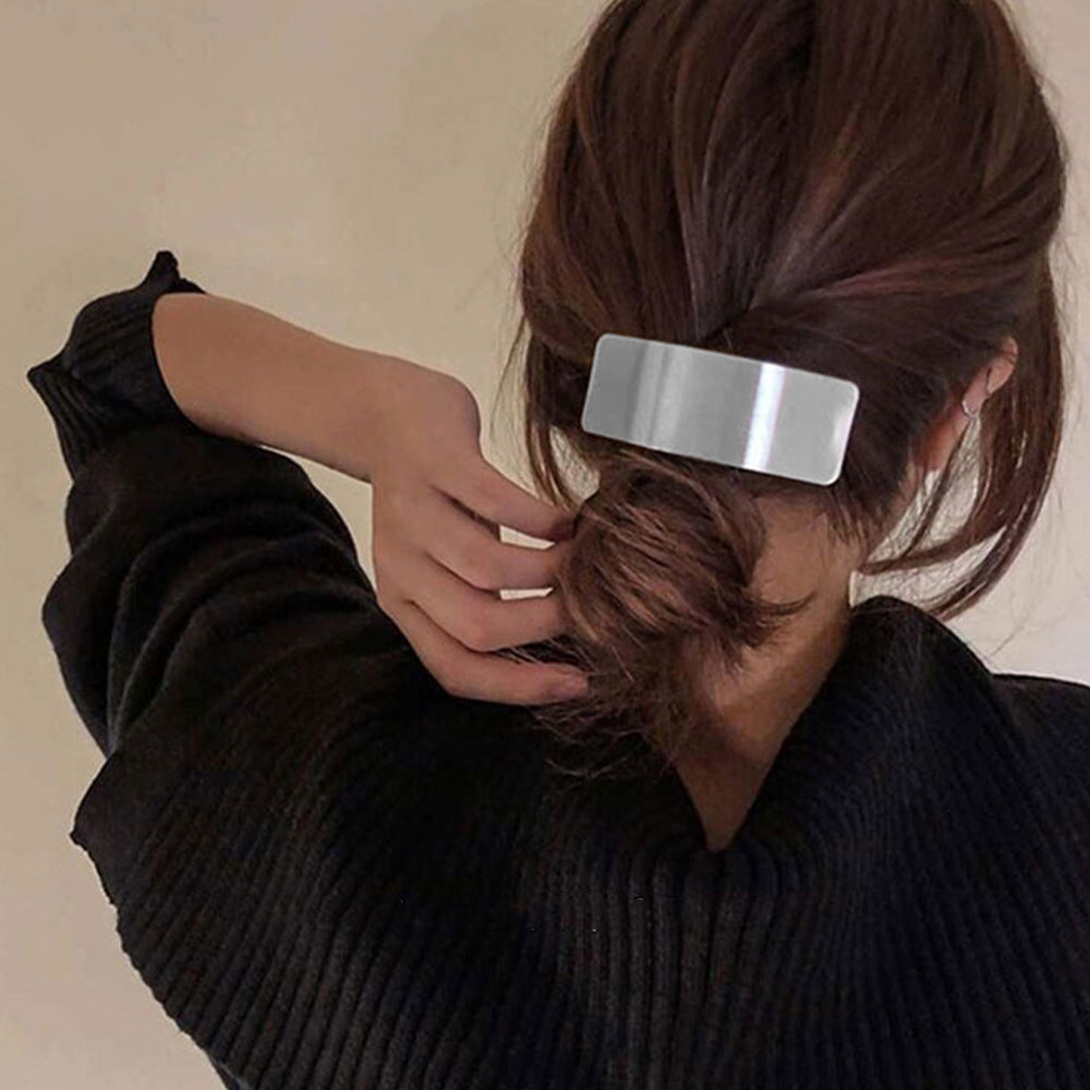 メタルバレッタ 大きめ ヘアクリップ韓国 シルバー