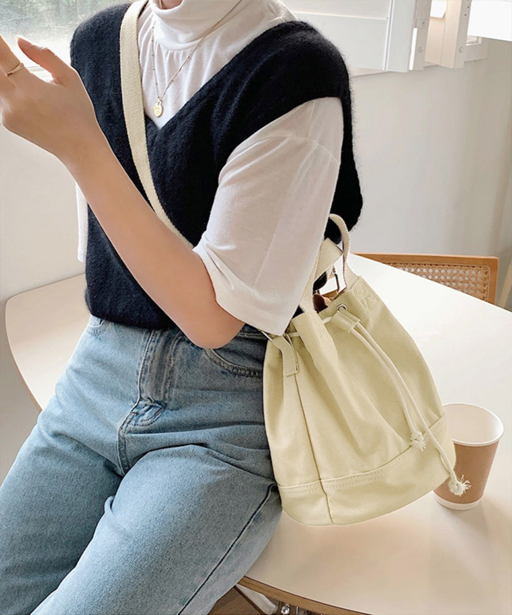巾着 ショルダーバッグ レディース 軽量 3wayバケツバッグ キャンバスバッグ 斜め掛けバッグ 使いやすいドローストリングバッグ 手提げバッグ 肩掛け鞄通勤通学 83SHUINIU-001