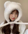 くま耳ニット帽 レディース もこもこ帽子 可愛い ベア耳 ニットキャップ ふわふわ 防風防寒帽子 あったたか小顔帽子 おしゃれ カジュアル 秋冬ぼうし人気 韓国風 83SINIU-001