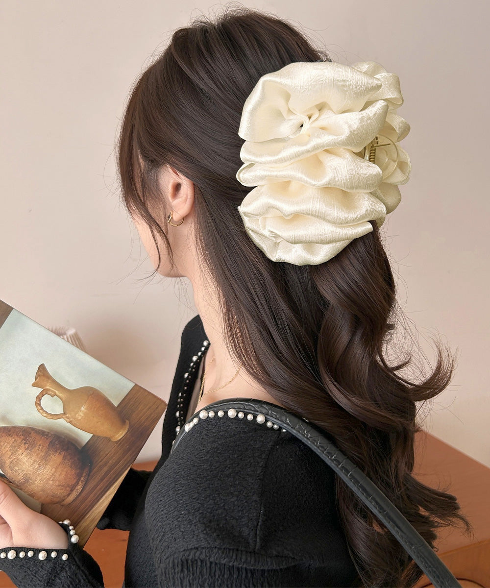ビッグヘアクリップ 大きめサテンまとめ髪 韓国風 シュシュバンスクリップ レディース おしゃれ ヘアアレンジ ハーフアップ 夜会巻き髪飾り デートヘアアクセサリー 83SUIMIN-004