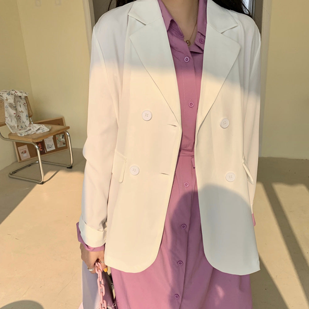 春夏ジャケット レディース 軽アウター黒 ホワイト