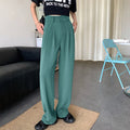 セミワイドパンツ レディース スラックス ブルーグリーン