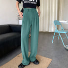 セミワイドパンツ レディース スラックス ブルーグリーン