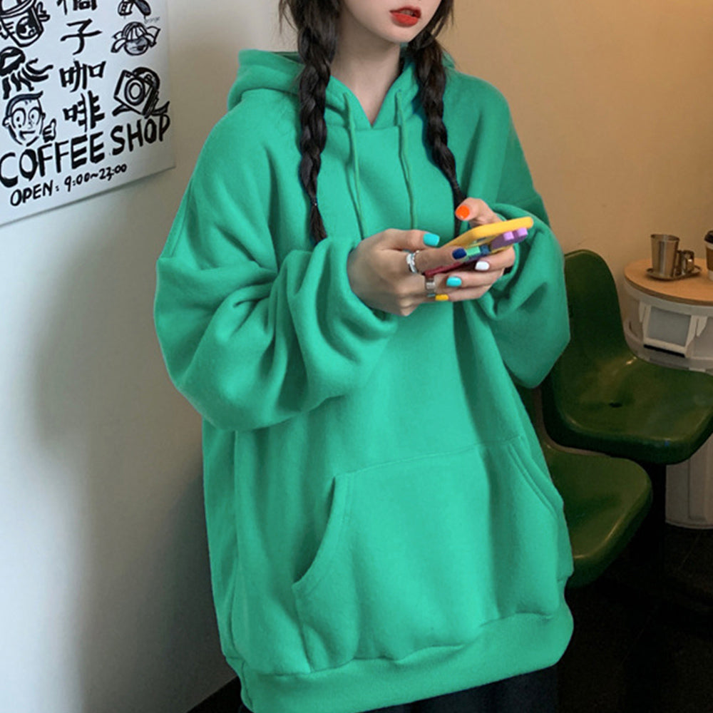 裏起毛パーカー レディース 韓国風秋冬 アクアグリーン