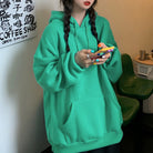 裏起毛パーカー レディース 韓国風秋冬 アクアグリーン