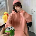 裏起毛パーカー レディース 韓国風秋冬 サーモンピンク