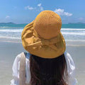 サンバイザー バケットハットバックリボン イエロー