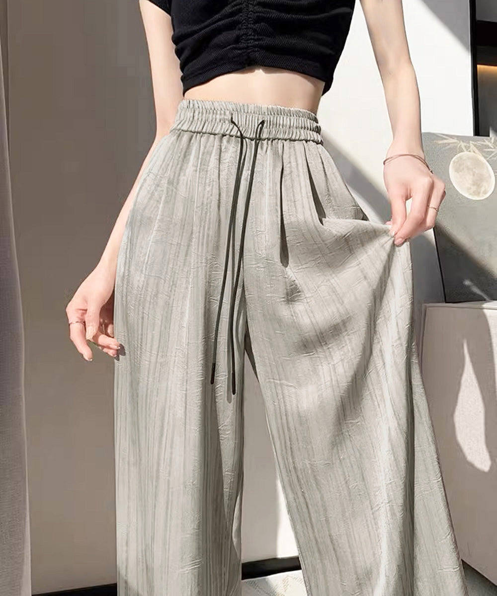 水墨風ワイドパンツ 薄手ドレープパンツ夏 レディース ハイウエスト ストレートパンツ ゆったりロングパンツ 涼しいサマーパンツ ウエストゴム 楽ちんイージーパンツ 83YIKELI-002