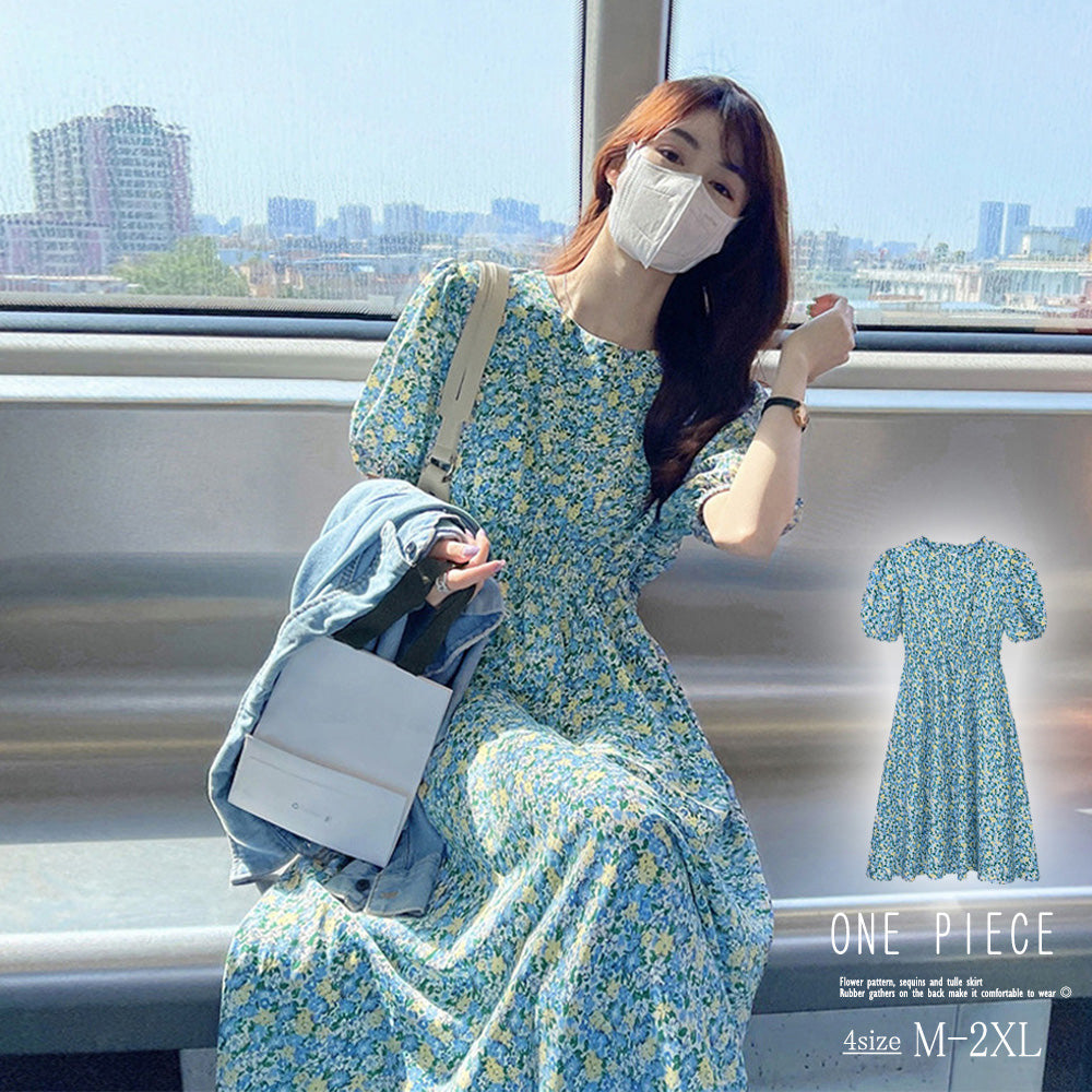 花柄 ロングワンピース レディース 春夏 詳細画像1