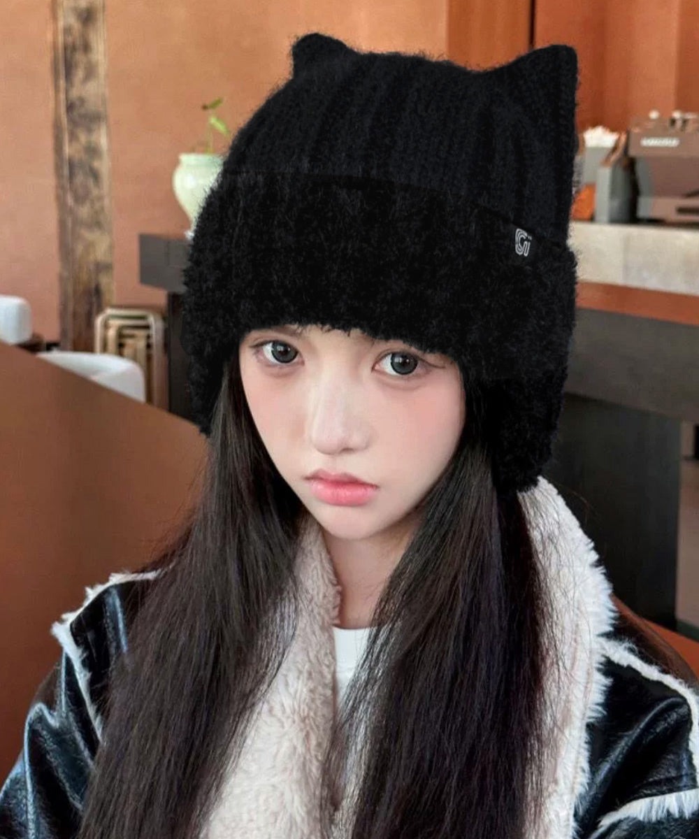 猫耳ニット帽小顔ファービーニー耳当て付き 詳細画像6