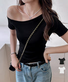 ワンショルダーTシャツオフショルダー夏服 詳細画像1