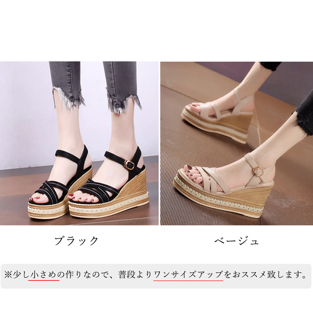 ウェッジソールサンダル 美脚厚底サンダル 詳細画像2