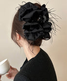 大きめバンスクリップ黒フェザーヘアアクセ 詳細画像2