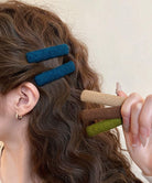 ウール調ヘアクリップ2点セットスリーピン