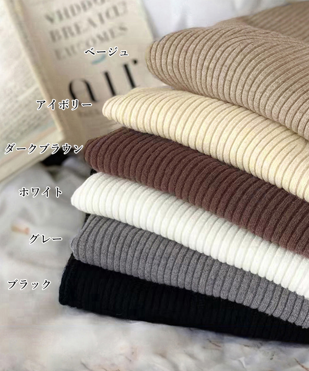 リブニットトップス レディース 大人秋服 詳細画像2