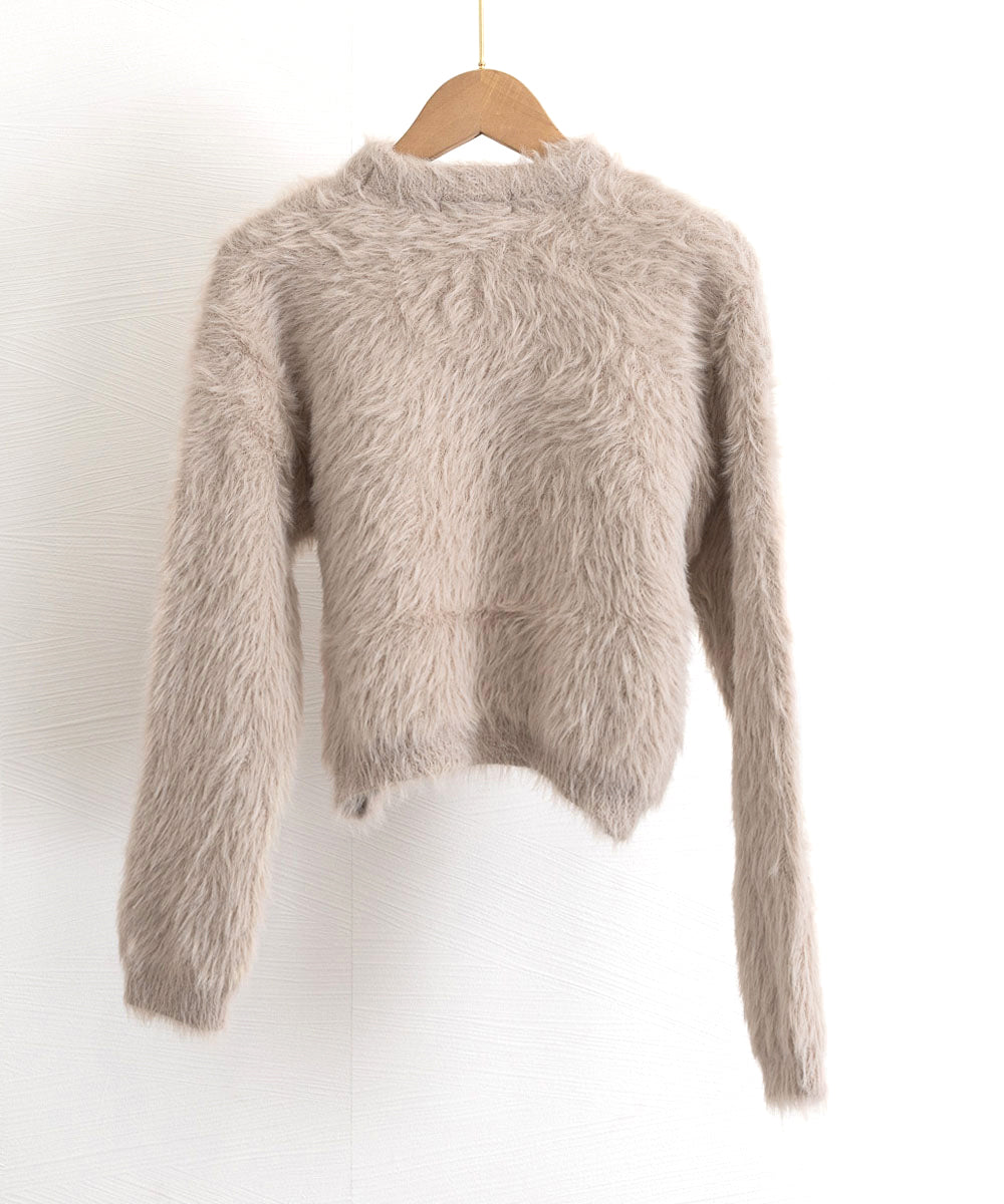 ショート丈シャギーニットレディース韓国風 詳細画像30