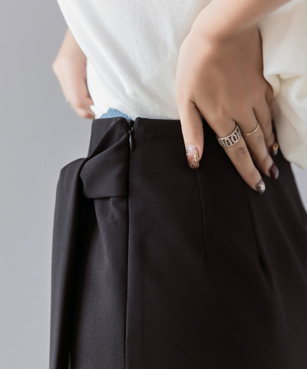 タイトスカート 膝丈 ウエストリボン韓国 詳細画像12