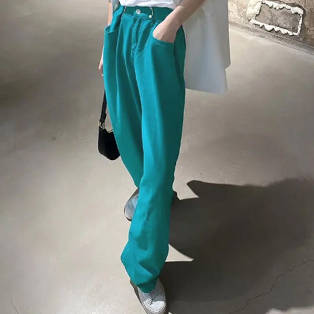 ハイウエスト デニム ワイドパンツ 韓国 詳細画像12