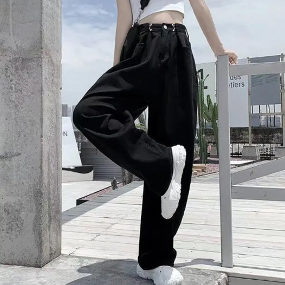 ハイウエスト デニム ワイドパンツ 韓国 詳細画像9