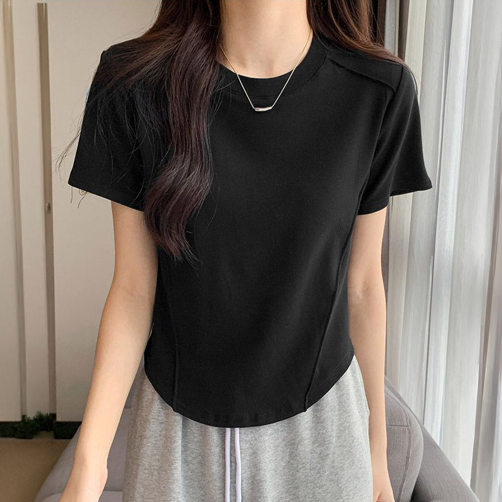 無地 Tシャツ クルーネック レディース ブラック