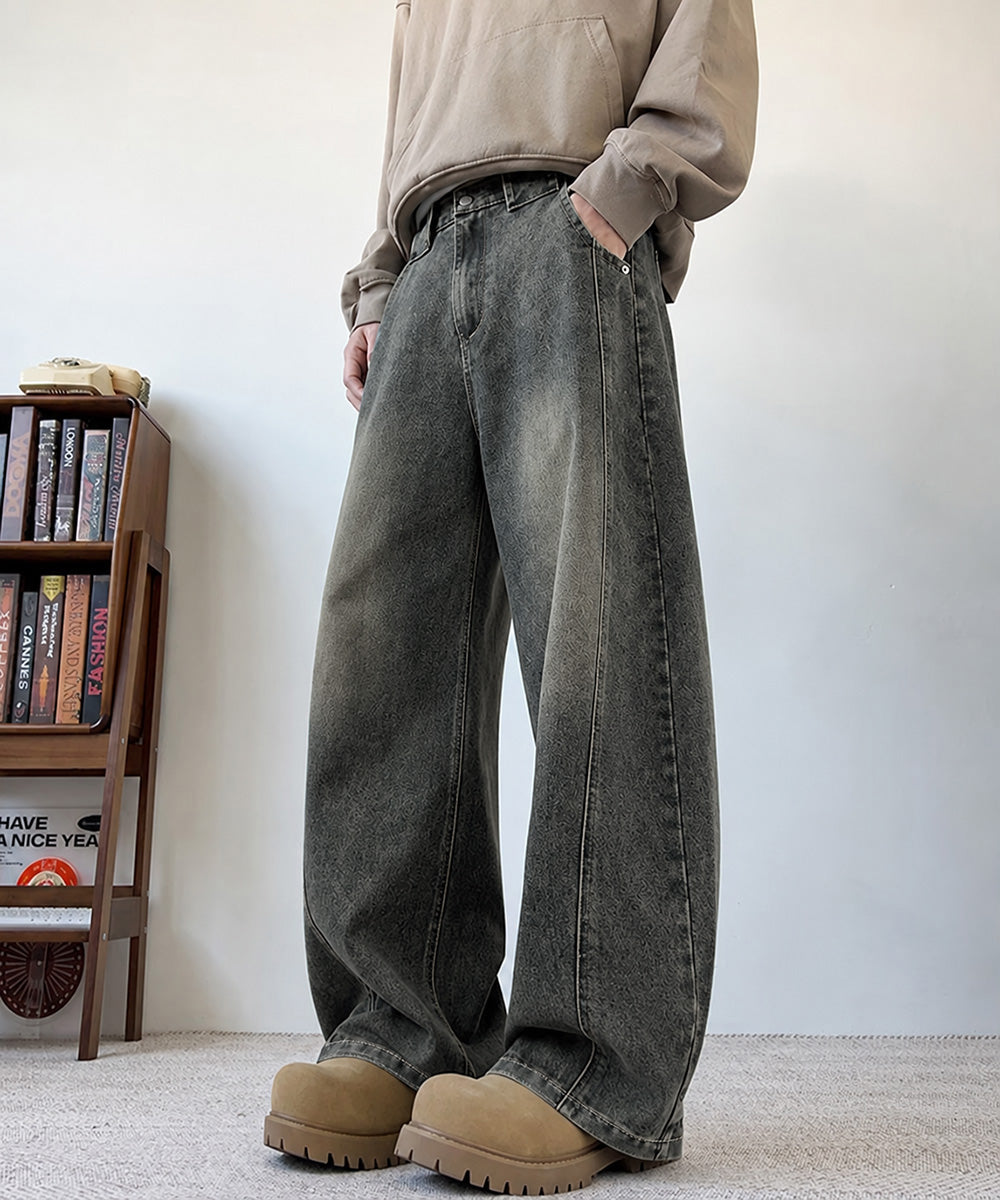 バギーデニムパンツ メンズ カーブデニム ブルーグレー
