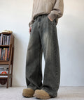 バギーデニムパンツ メンズ カーブデニム ブルーグレー