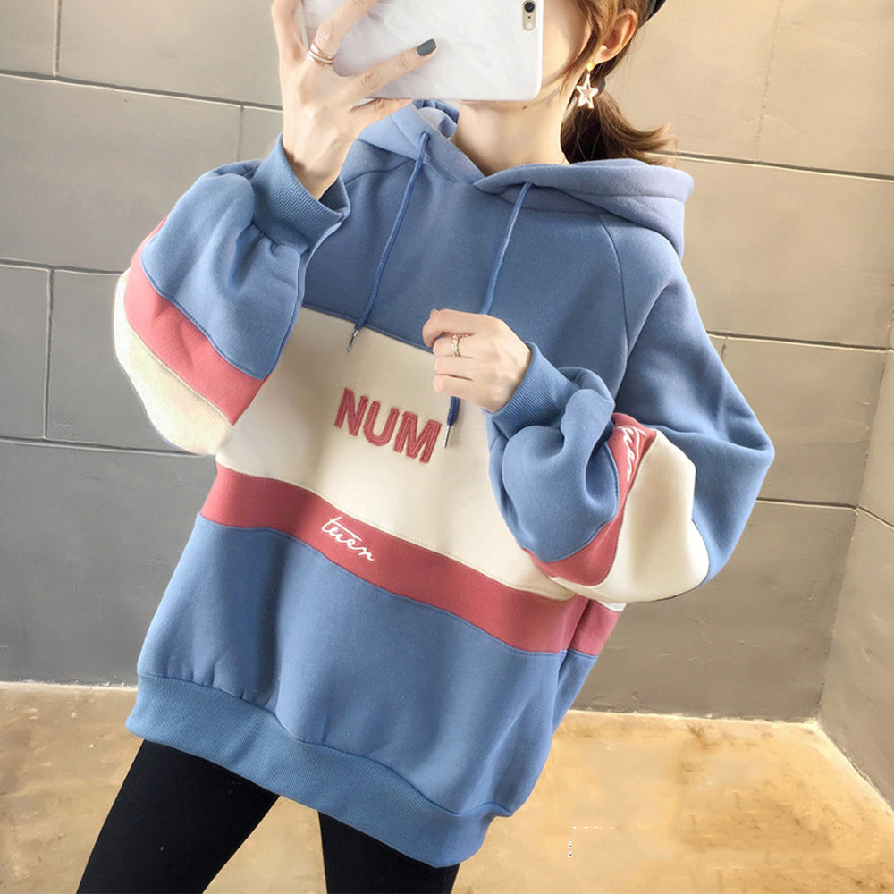 裏起毛 レディース パーカー フード付き ブルー