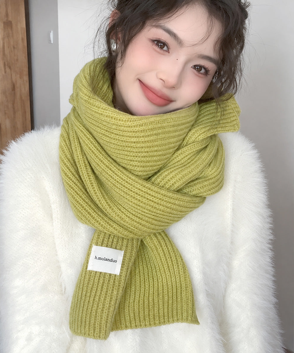 暖かいリブニットマフラー カシミアタッチ 韓国風マフラーレディース チクチクしないニットストール 無地厚手 シンプルネックウォーマー おしゃれ 防風防寒首巻き保温 84JINDI-001