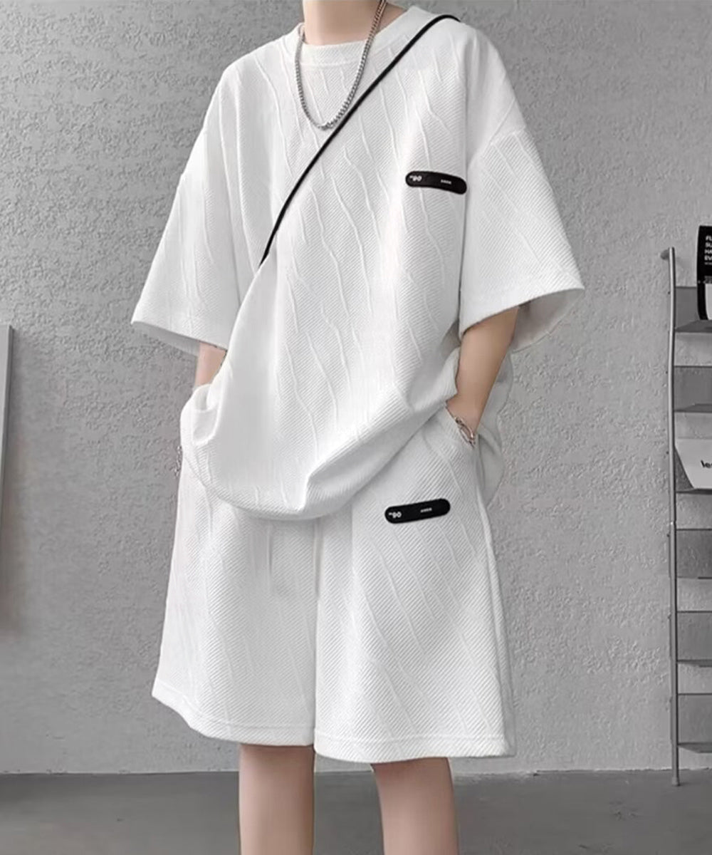 メンズ 半袖tシャツ ハーフパンツセット ホワイト