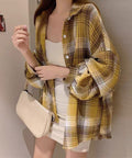 シャツ ブラウス チェック柄シャツ 長袖 レディース おしゃれ ゆったりカラーチェックシャツ カジュアルトップス レトロ韓国ファッション 10代20代30代40代 84KAILI-001