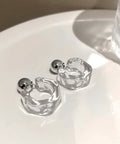 クリアピアス C型レディースフープピアス 大人可愛い アクセサリー 透明感 おしゃれ ジュエリー きれいめ 2wayピアス プチプラ オルチャン 韓国 耳飾り変形 84QIYOU-007