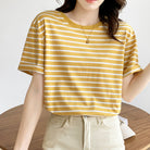 カラーボーダー Tシャツ レディース半袖 イエロー