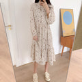小花柄 ボウタイワンピース レディース春 アイボリー