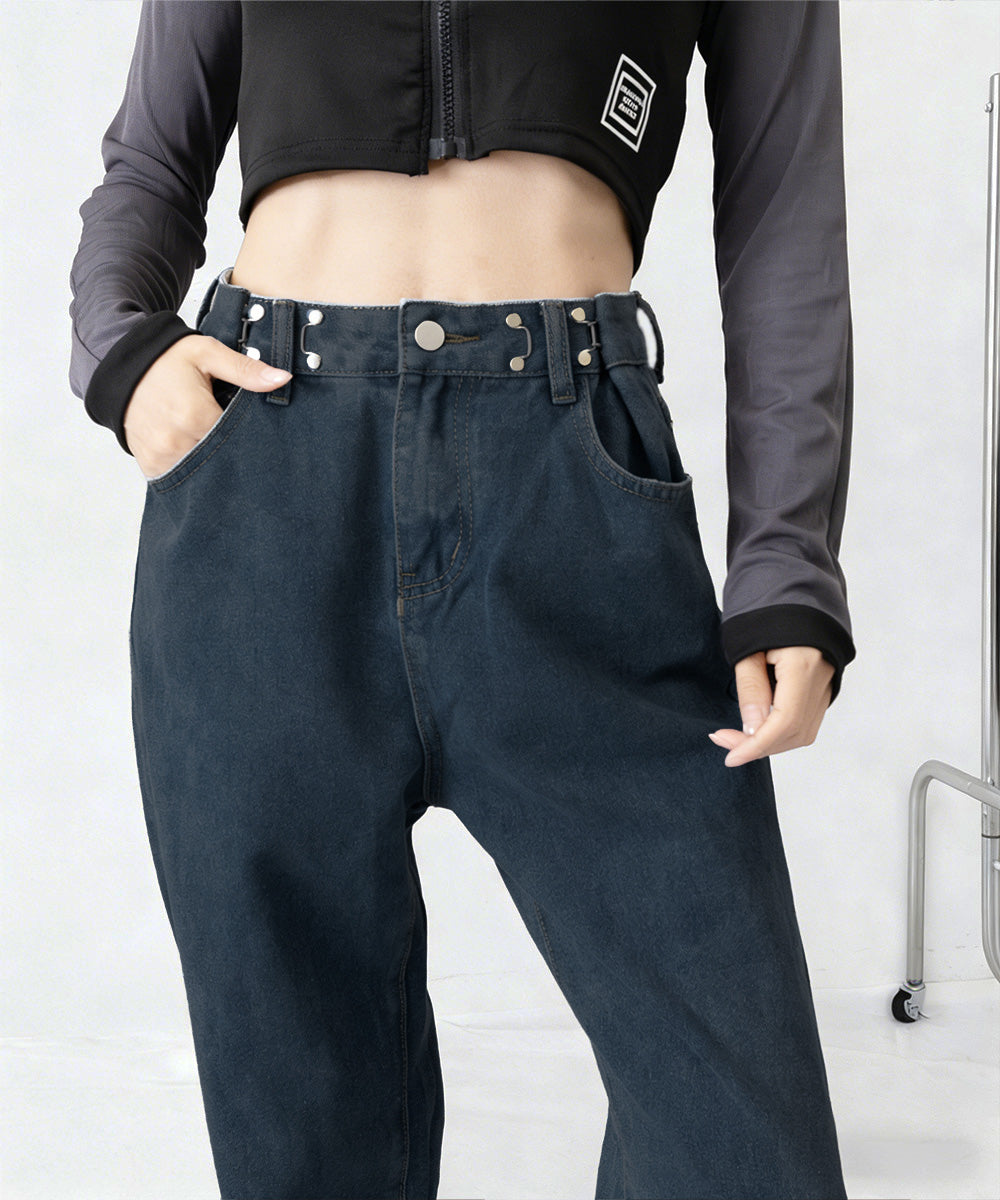 ウエストフックデニムパンツワイドジーンズ ハイウエス ゆったりロングデニムレディース 体型カバーデニムストレートパンツ 美脚脚長ジーンズ ヴィンテージデニム韓国風 84TIANHEYT-044