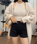 ロングニットアンサンブルタンクトップ付き アイボリー