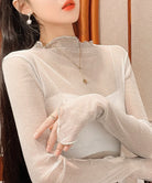 ラメ入り シースルートップス セクシー ホワイト