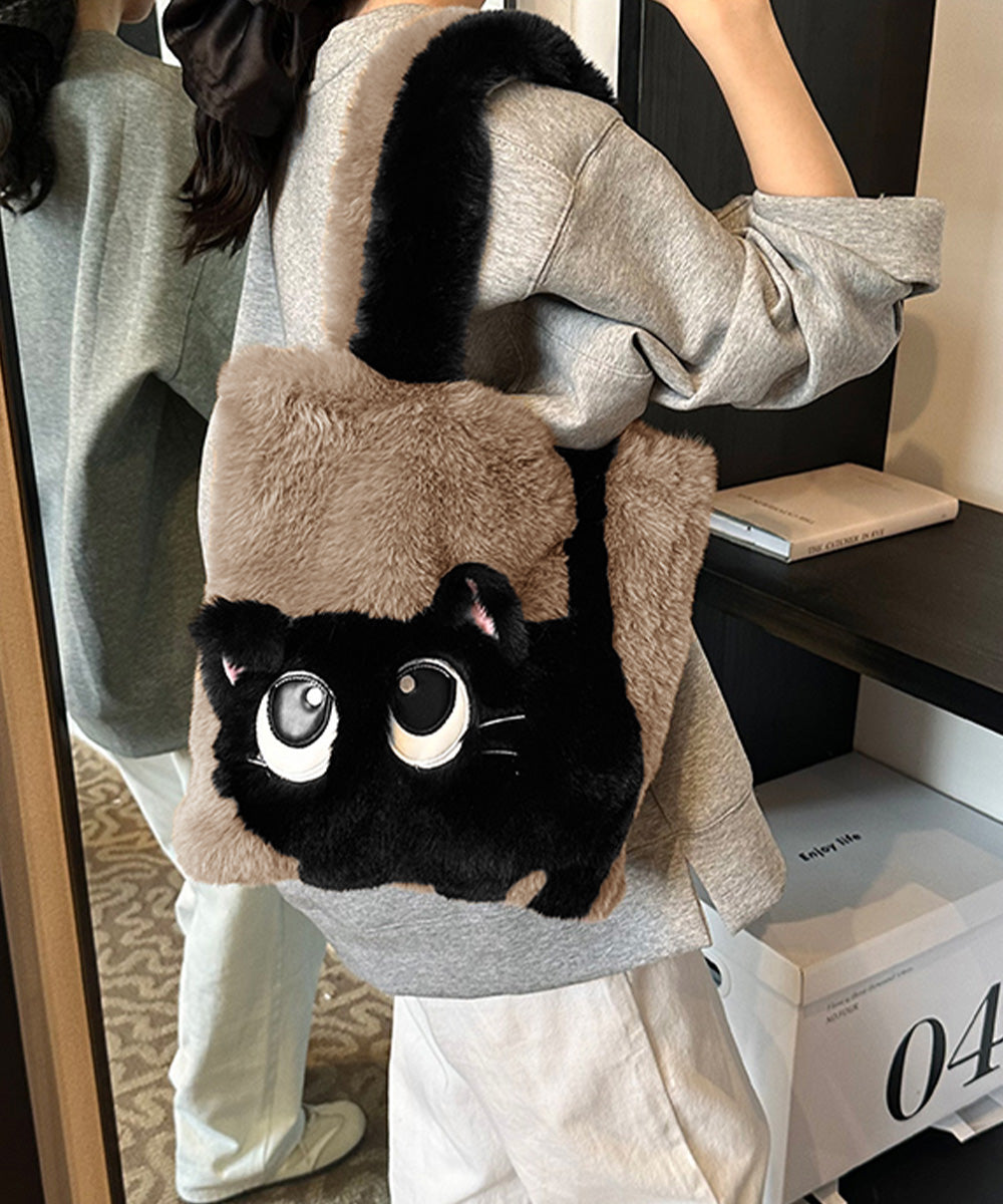 ファートートバッグ ふわふわ 猫柄鞄秋冬 詳細画像12