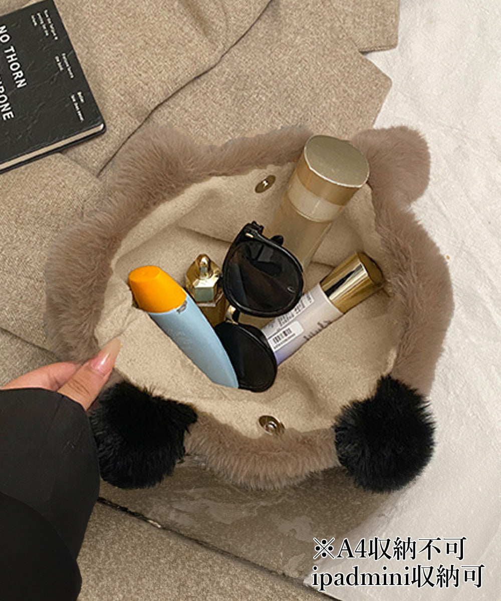 ファートートバッグ ふわふわ 猫柄鞄秋冬 詳細画像15