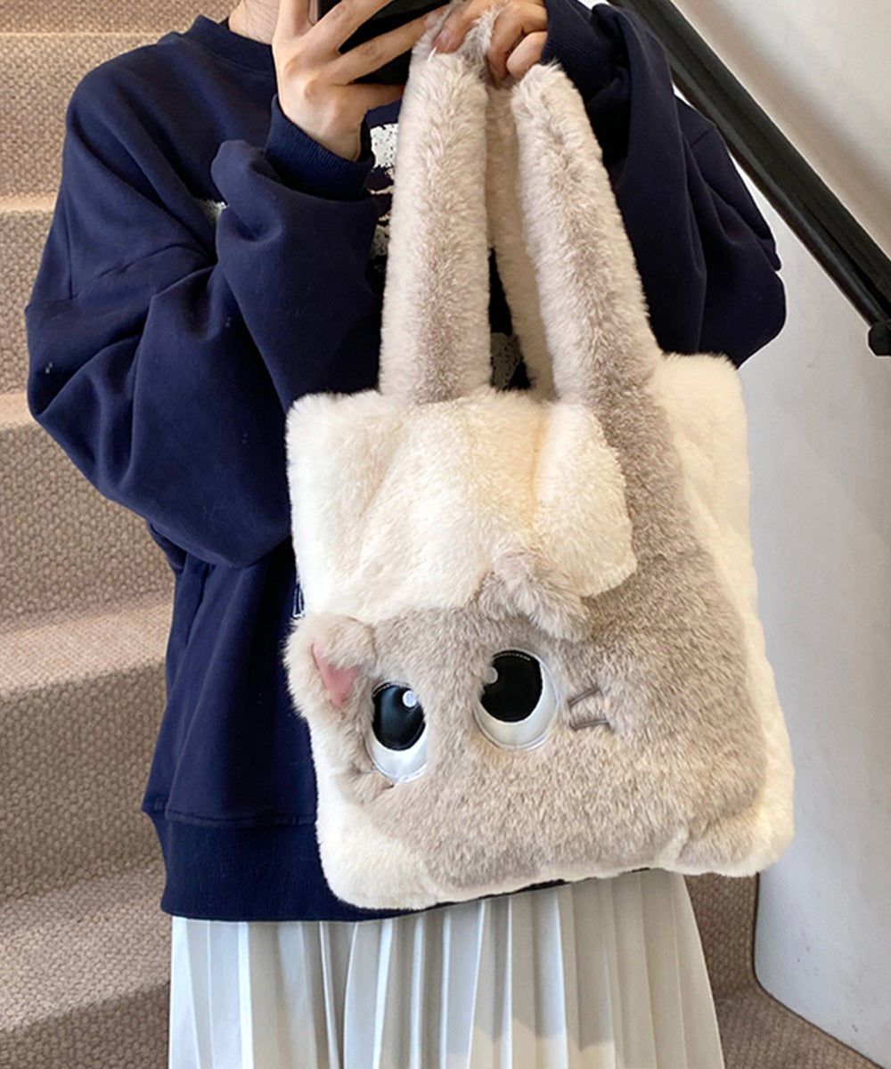 ファートートバッグ ふわふわ 猫柄鞄秋冬 詳細画像3