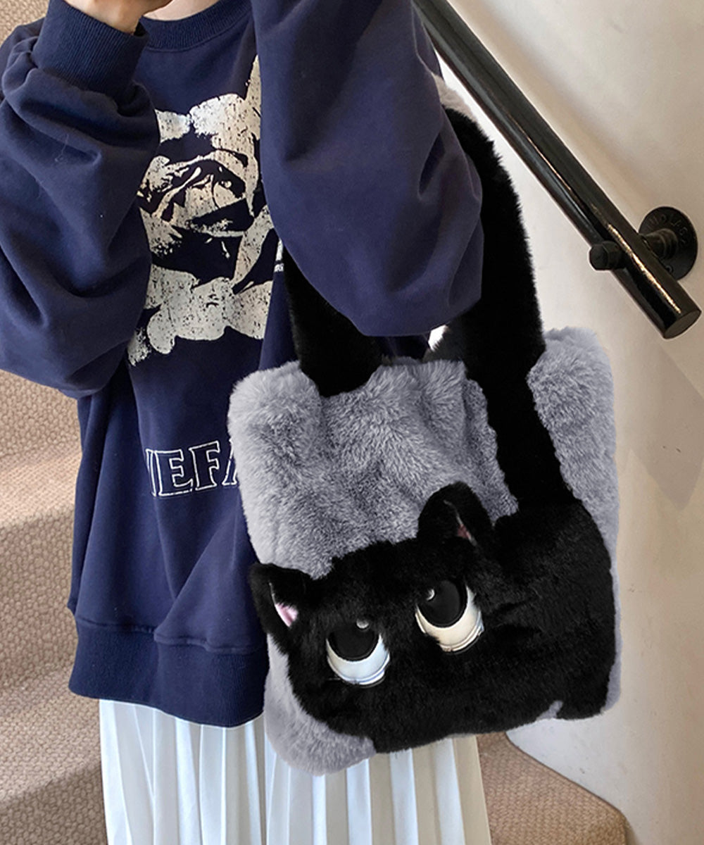 ファートートバッグ ふわふわ 猫柄鞄秋冬 詳細画像6