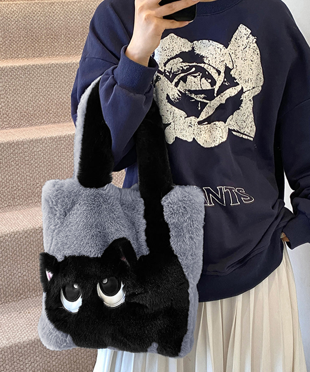 ファートートバッグ ふわふわ 猫柄鞄秋冬 詳細画像7