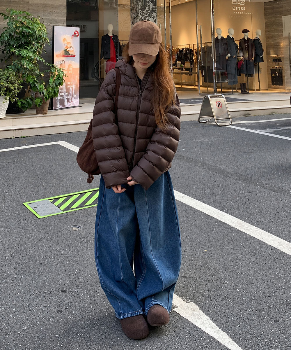 フード付き中綿ジャケットダブルジップ防寒