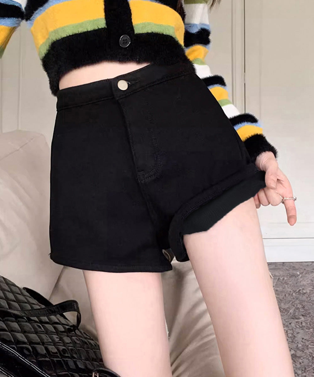 裏起毛 デニムショートパンツ レディース 詳細画像1