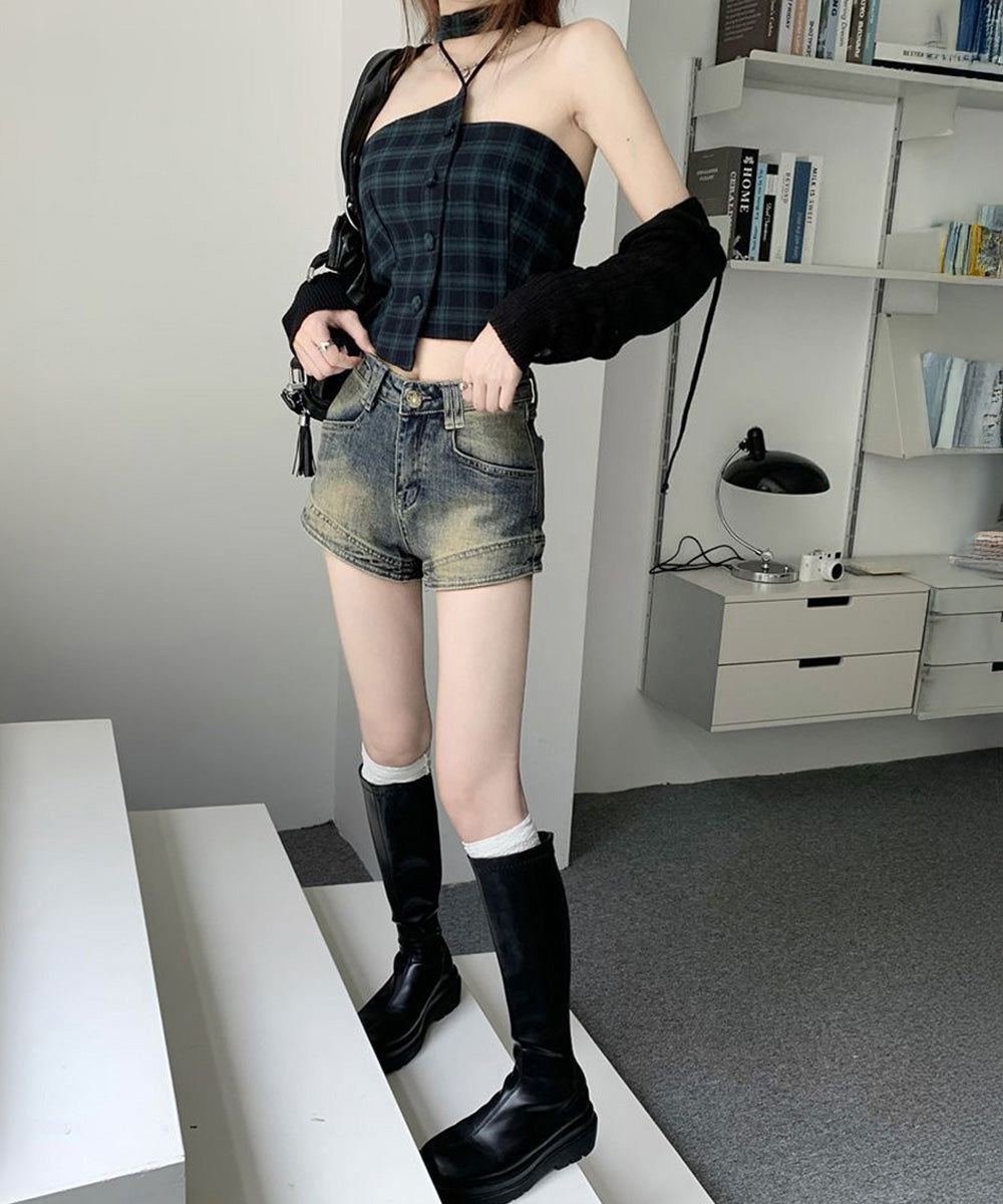 ウォッシュデニムショートパンツレディース 詳細画像10