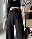 裏起毛デニムパンツウエスト調節ボタン付き