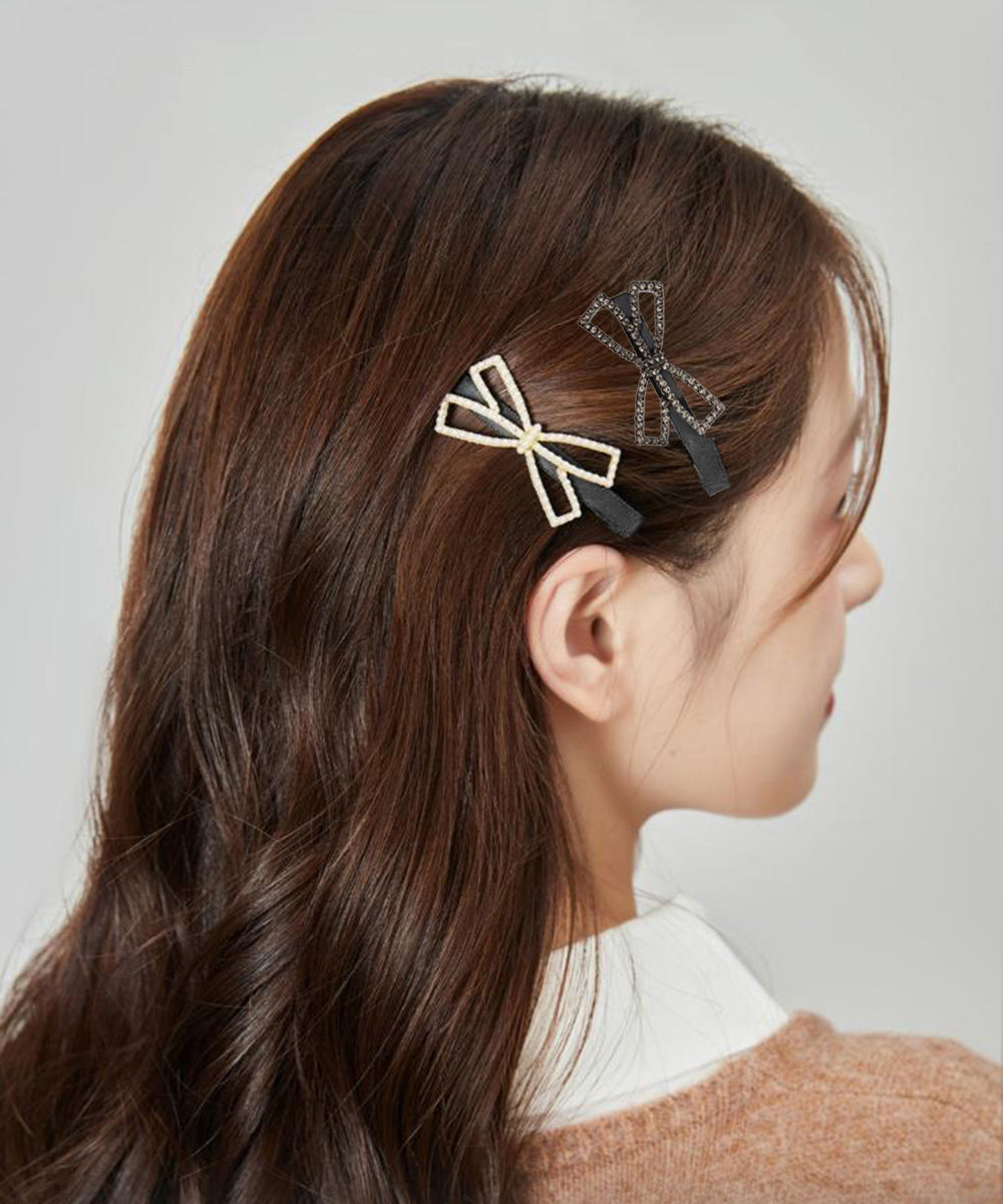 ヘアクリップ2個組リボンワニクリップミニ