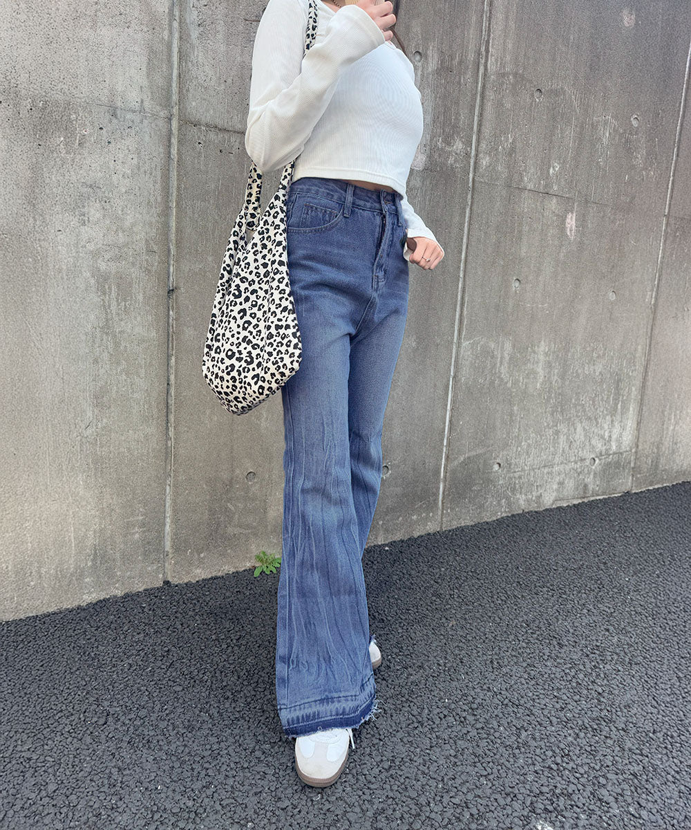 レトロ フレアデニムパンツ ローエッジ 詳細画像23