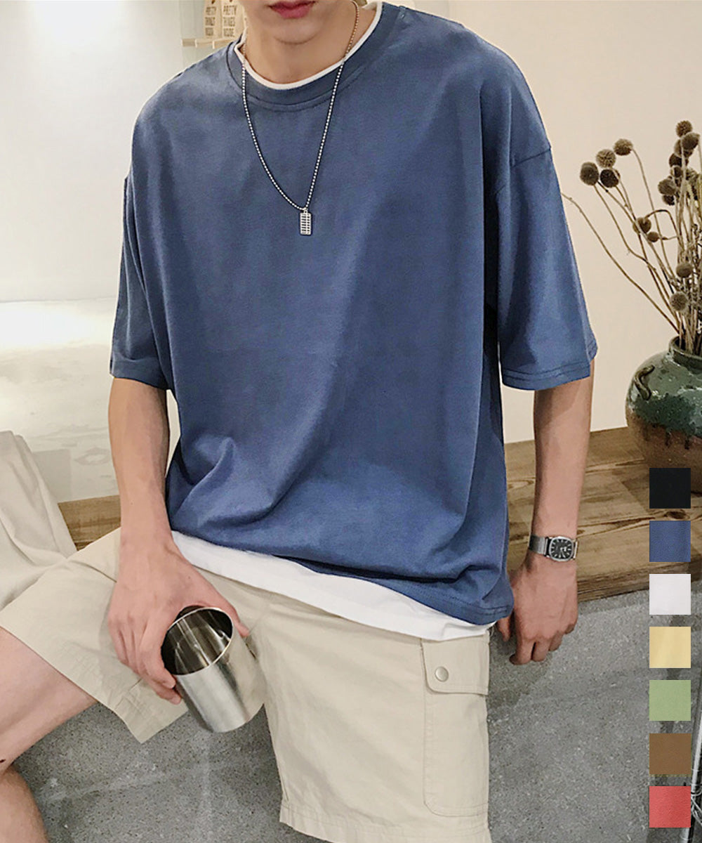 レイヤード風tシャツ メンズクルーネック